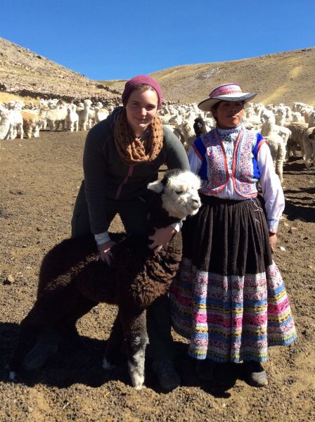 Agnes with alpacas